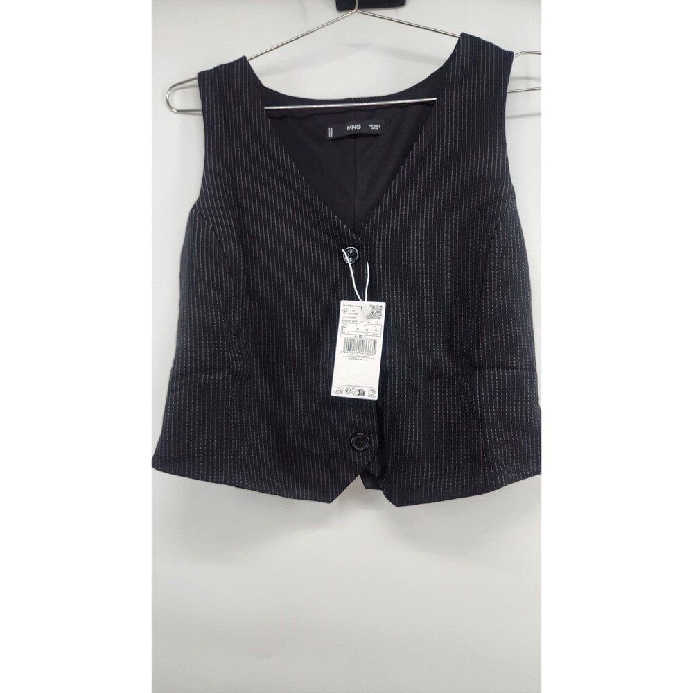 Mango MNG Women's Medium Black Pinstriped Suit Vest NWT